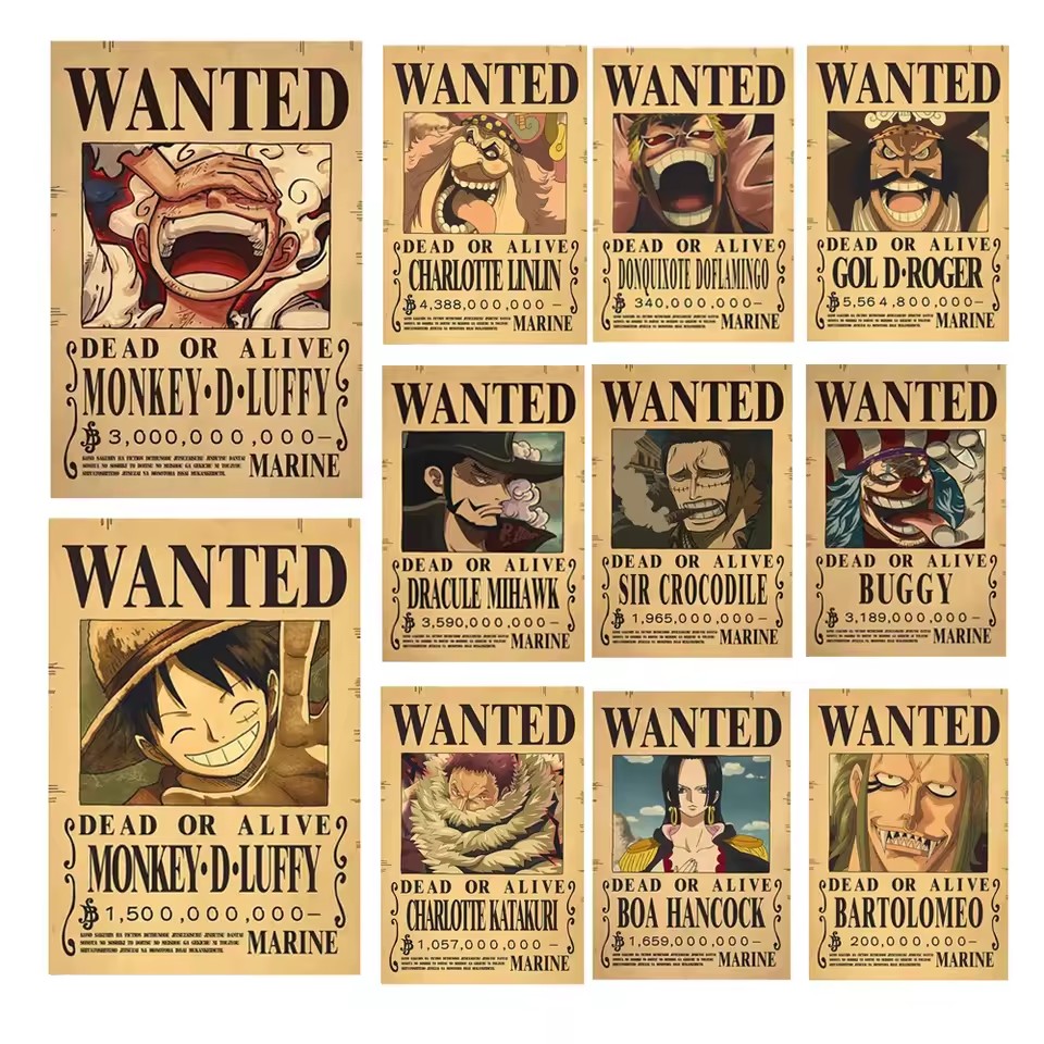 Vintage Collectible Cards - Poster Anime One Piece Bounty Wanted