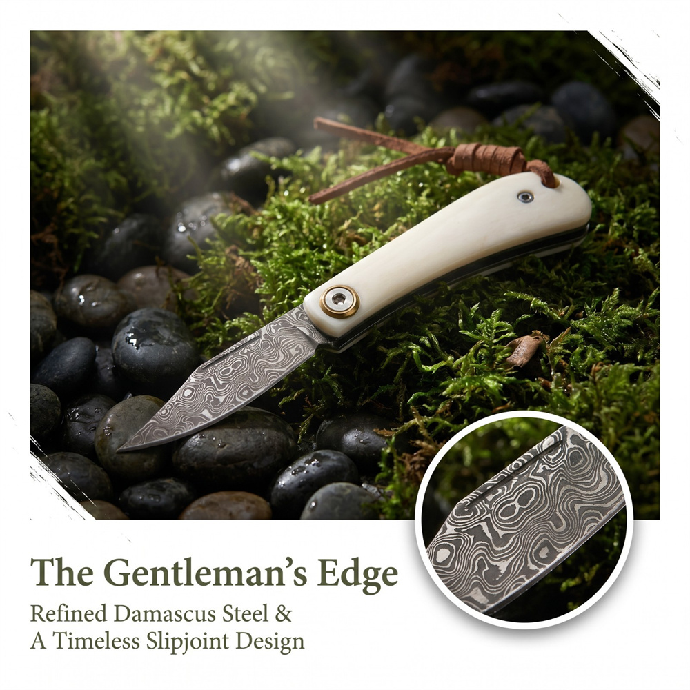 Vintage Collectible Knives - Pisau Lipat EDC Vintage Damascus Gagang