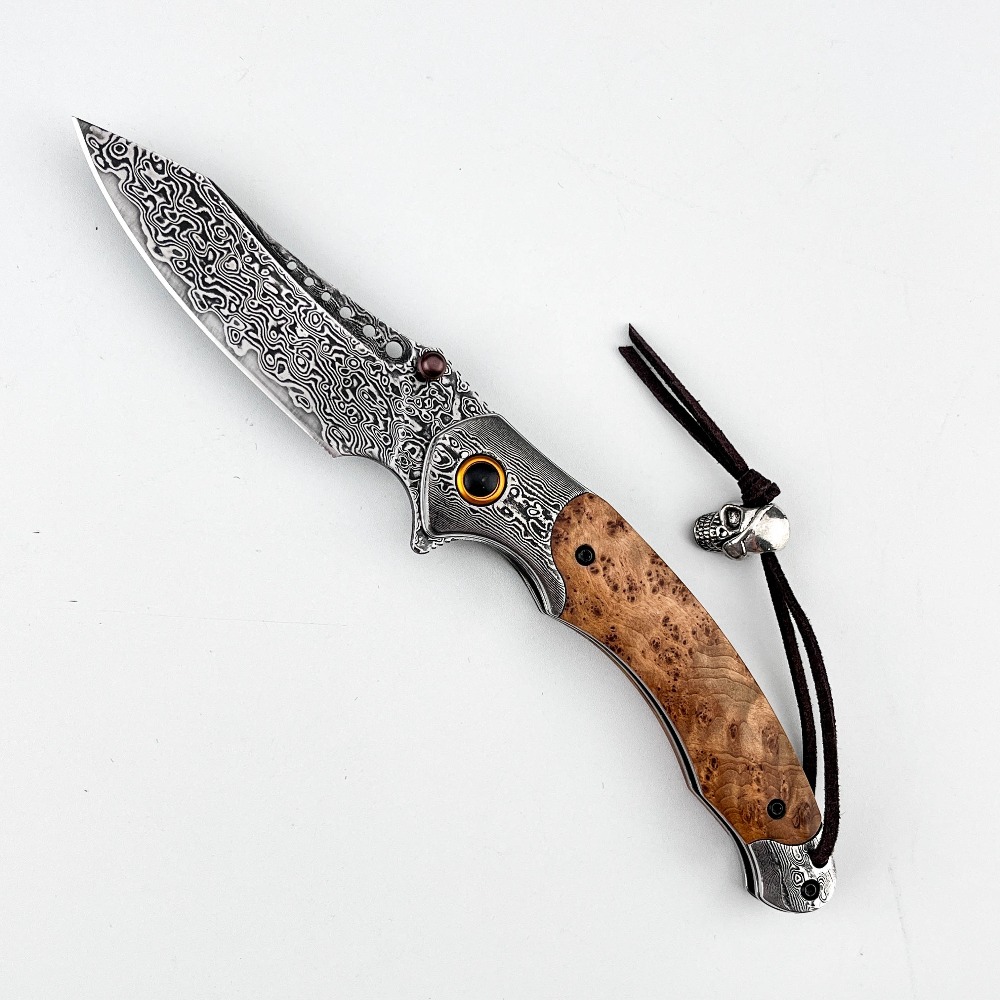Pisau Lipat Motif Damaskus Kek - Vintage Collectible Knives ulasan dan harga