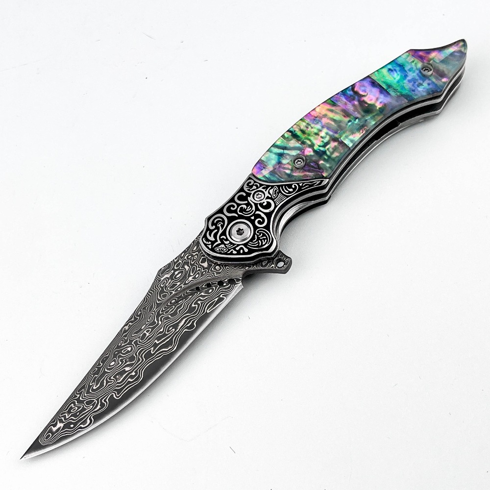 Pisau Lipat Motif Damaskus Vin - Vintage Collectible Knives ulasan dan harga